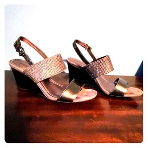 Women's metallic gray slingback sandal